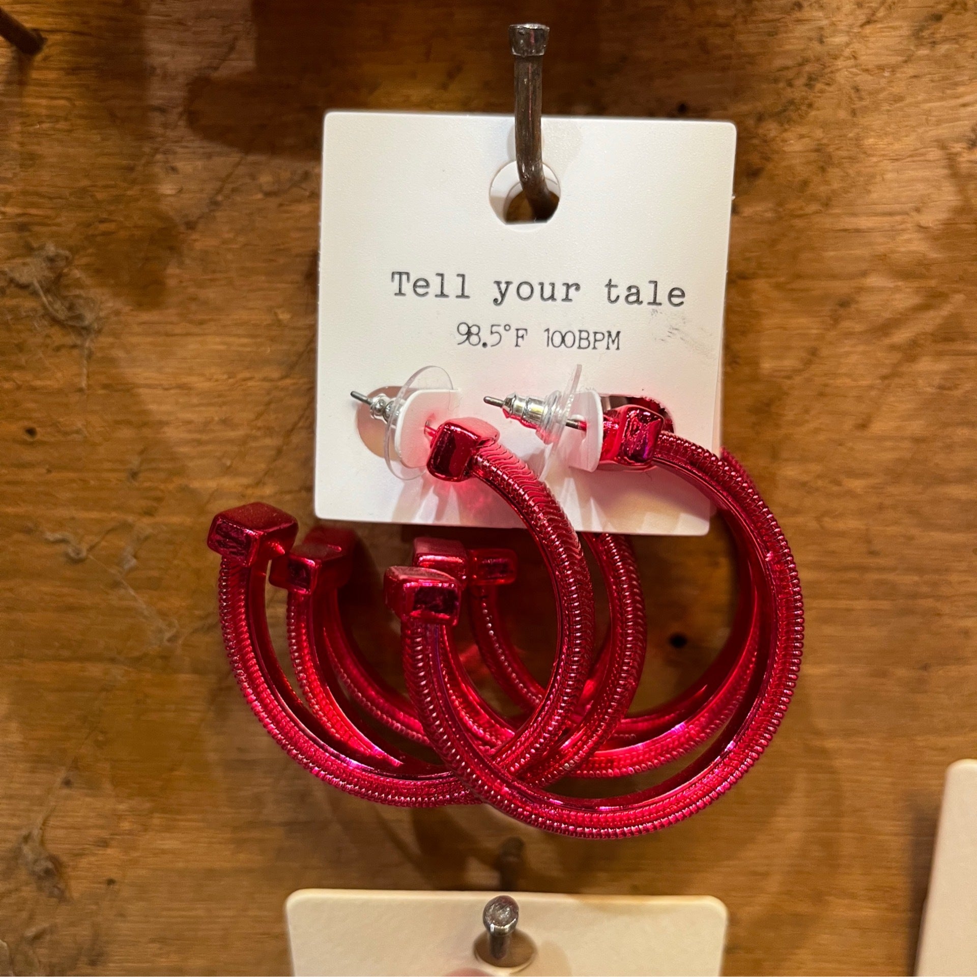 Fucshia Herringbone Metal Hoops Soap Creek Market